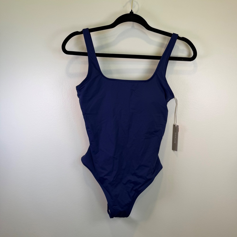 Everlane ReNew Square Neck One Piece Swimsuit Navy Blue Small NWT Womens Small